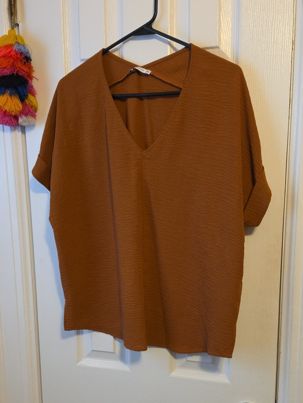 NWOT Staccato V-Neck Short Sleeve Tunic in Rust
